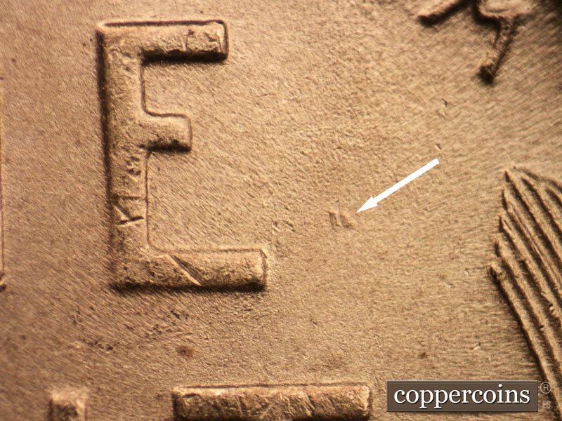 Die-stage C marker on 1948D•1MM•009 (1948 Repunched Mint Mark).
