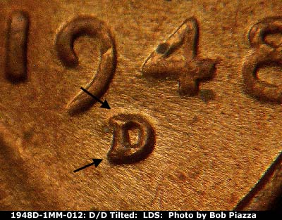 Die-stage C marker on 1948D•1MM•012 (1948 Repunched Mint Mark).