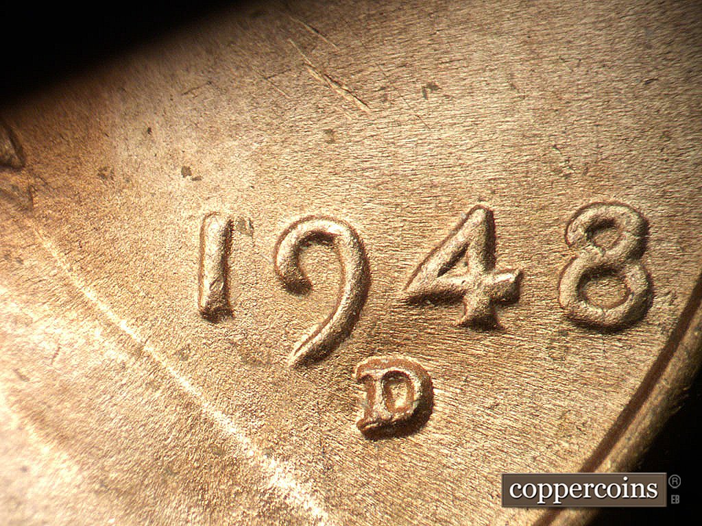 Die-stage B marker on 1948D•1MM•012 showing Date for reference.