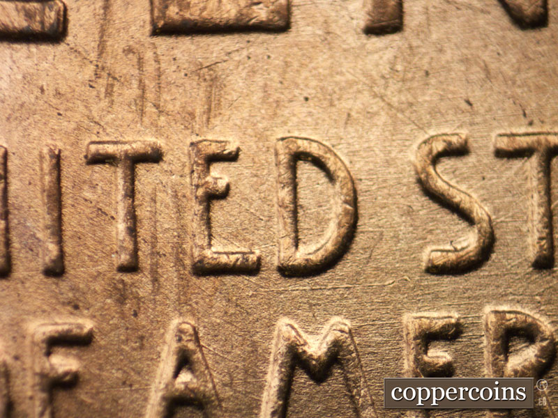 Die-stage B marker on 1948D•1MM•013 (1948 Repunched Mint Mark).