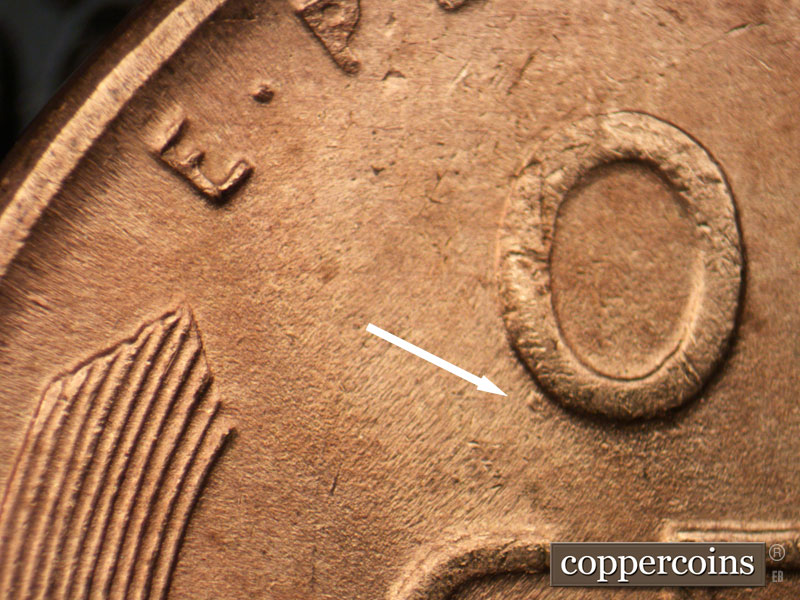 Die-stage C marker on 1948D•1MM•015 (1948 Repunched Mint Mark).