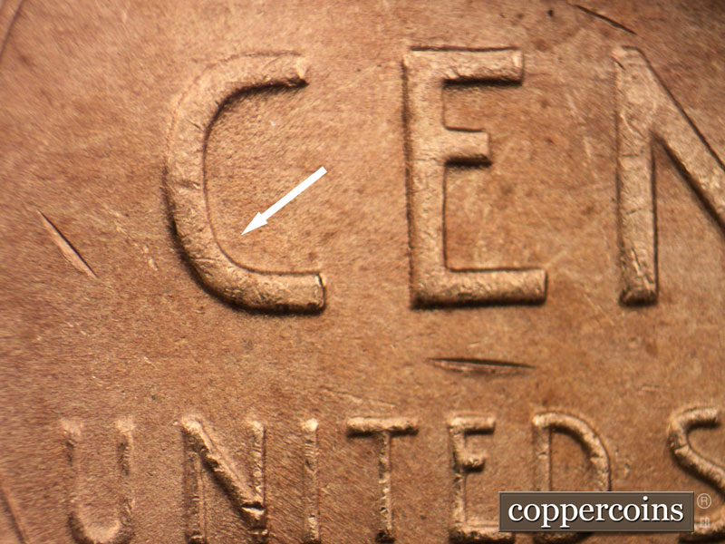 Die-stage C marker on 1948D•1MM•015 (1948 Repunched Mint Mark).
