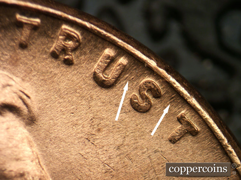 Die-stage B marker on 1948D•1MM•018 (1948 Repunched Mint Mark).