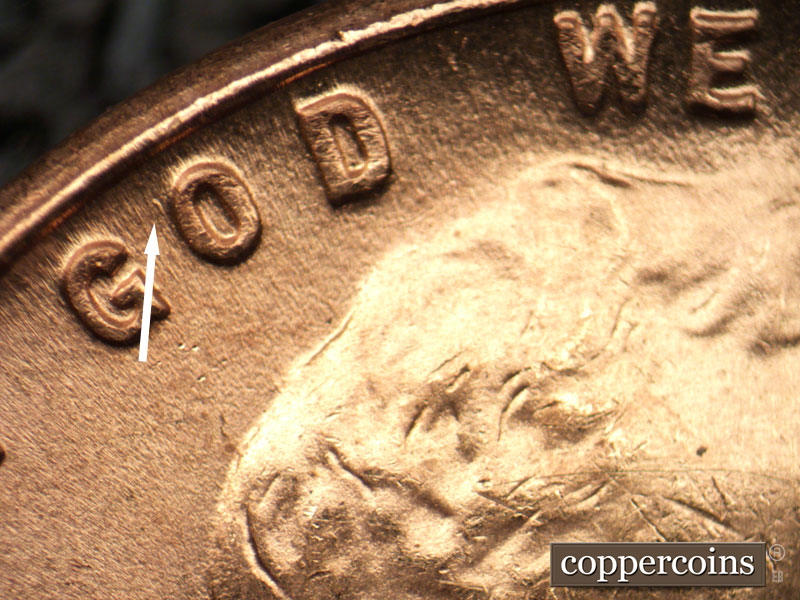 Die-stage B marker on 1948D•1MM•018 (1948 Repunched Mint Mark).