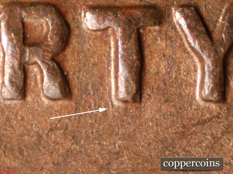 Die-stage B marker on 1948D•1MM•023 (1948 Repunched Mint Mark).