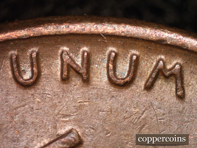 Die-stage B marker on 1948D•1MM•023 (1948 Repunched Mint Mark).