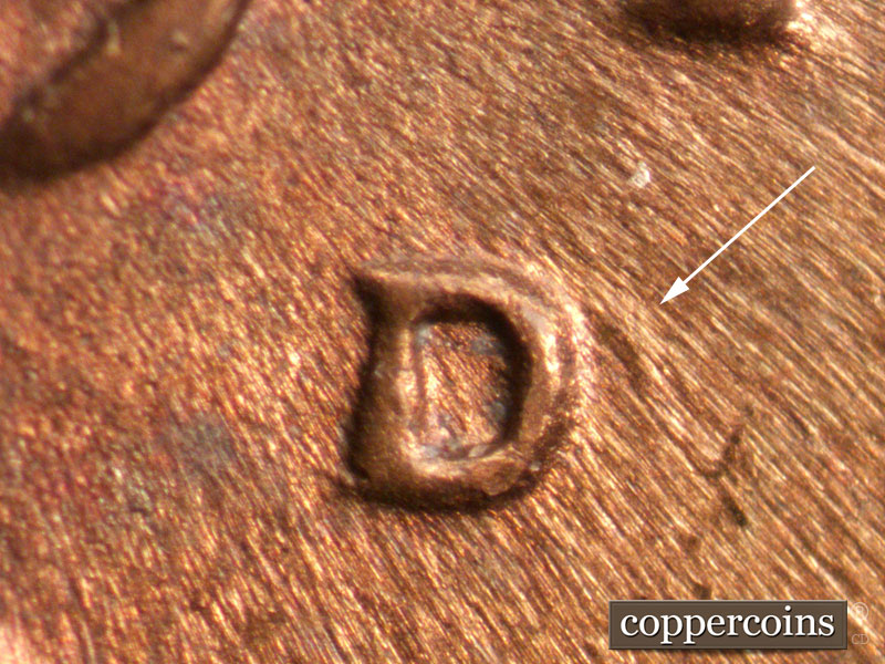 Die-stage C marker on 1948D•1MM•024 (1948 Repunched Mint Mark).