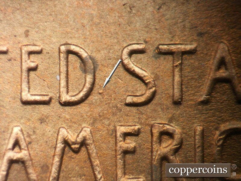 Die-stage B marker on 1948D•1MM•025 (1948 Repunched Mint Mark).