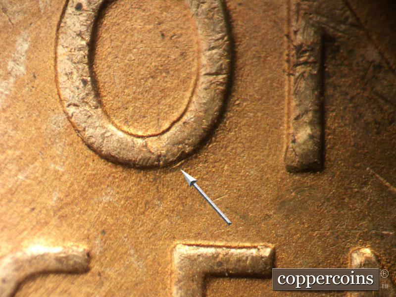 Die-stage B marker on 1948D•1MM•028 (1948 Repunched Mint Mark).