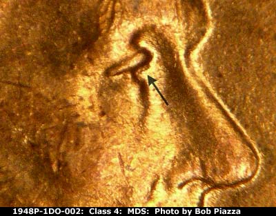 1948 Lincoln cent obverse, CopperCoins die 1948P•1DO•002.