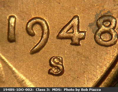 1948 Lincoln cent obverse, CopperCoins die 1948S•1DO•002.
