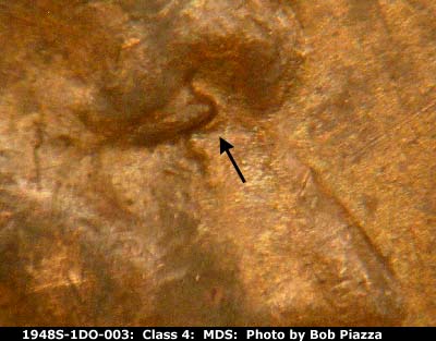 1948 Lincoln cent obverse, CopperCoins die 1948S•1DO•003.