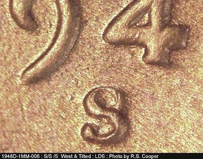 Die-stage C marker on 1948S•1MM•006 (1948 Repunched Mint Mark).