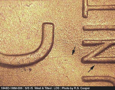 Die-stage C marker on 1948S•1MM•006 (1948 Repunched Mint Mark).