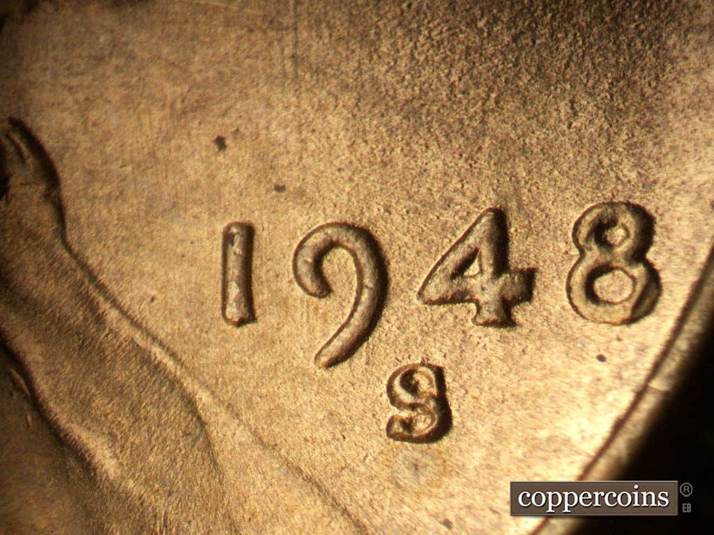 Die-stage B marker on 1948S•1MM•011 showing Date shown for reference.