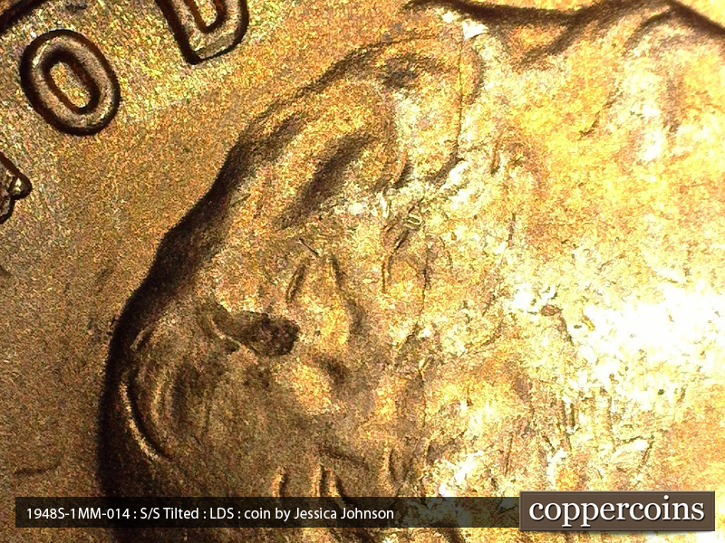 Die-stage C marker on 1948S•1MM•014 (1948 Repunched Mint Mark).