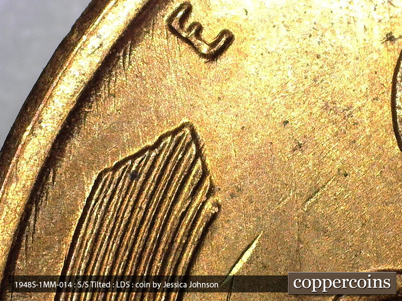 Die-stage C marker on 1948S•1MM•014 (1948 Repunched Mint Mark).