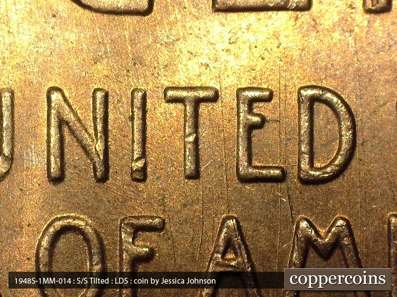 Die-stage C marker on 1948S•1MM•014 (1948 Repunched Mint Mark).