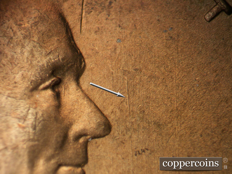 Die-stage B marker on 1948S•1MM•015 (1948 Repunched Mint Mark).