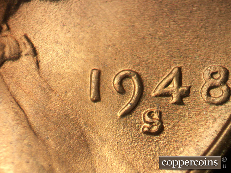 Die-stage C marker on 1948S•1MM•016 (1948 Repunched Mint Mark).