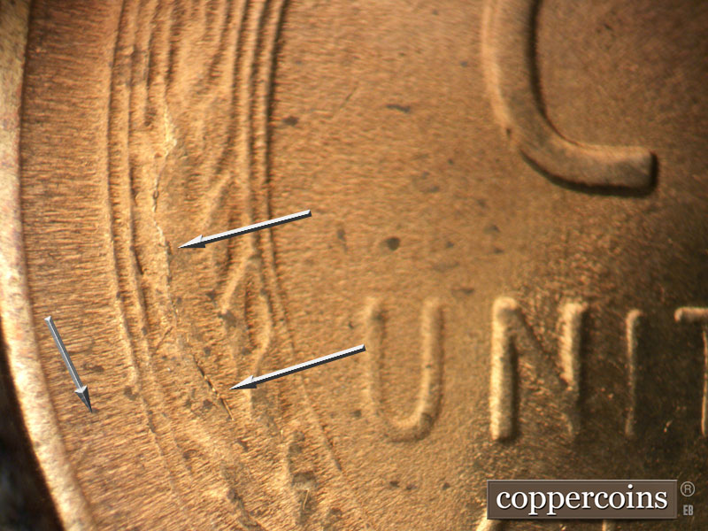 Die-stage C marker on 1948S•1MM•016 (1948 Repunched Mint Mark).