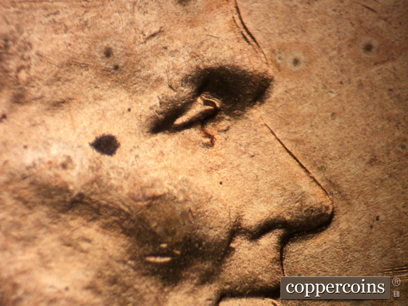 1949 Lincoln cent obverse, CopperCoins die 1949D•1DO•001.