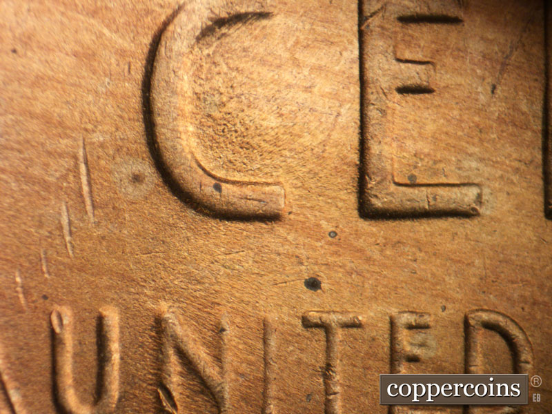 Die-stage B marker on 1949D•1MM•002 (1949 Repunched Mint Mark).