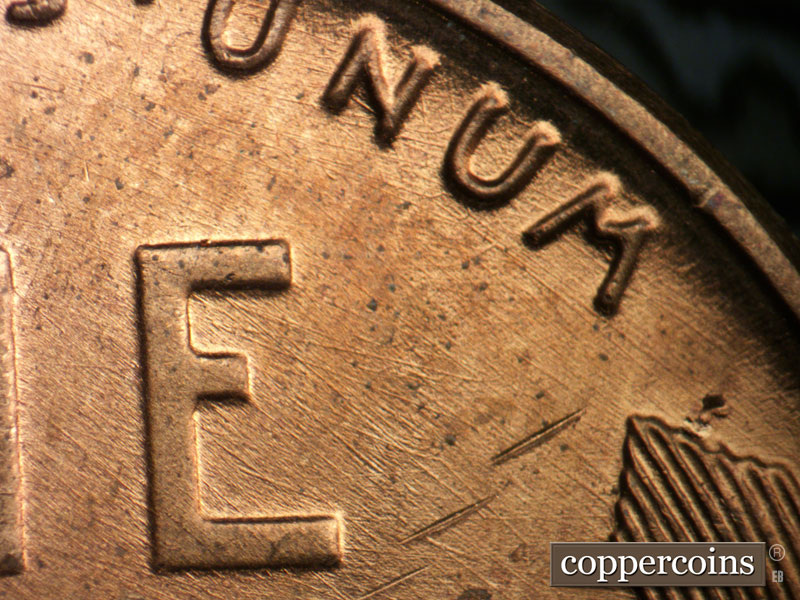 Die-stage A marker on 1949D•1MM•003 (1949 Repunched Mint Mark).