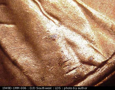 Die-stage C marker on 1949D•1MM•006 (1949 Repunched Mint Mark).