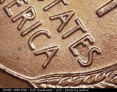 Die-stage C marker on 1949D•1MM•006 (1949 Repunched Mint Mark).