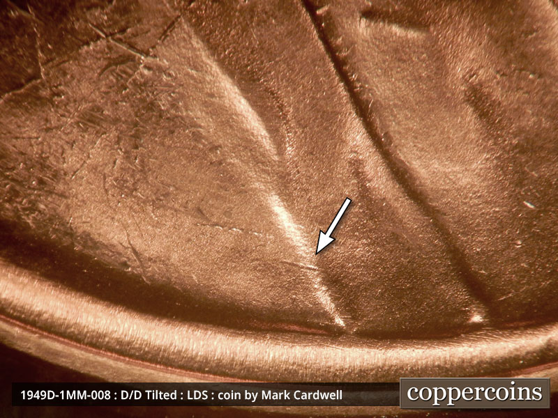 Die-stage C marker on 1949D•1MM•008 (1949 Repunched Mint Mark).