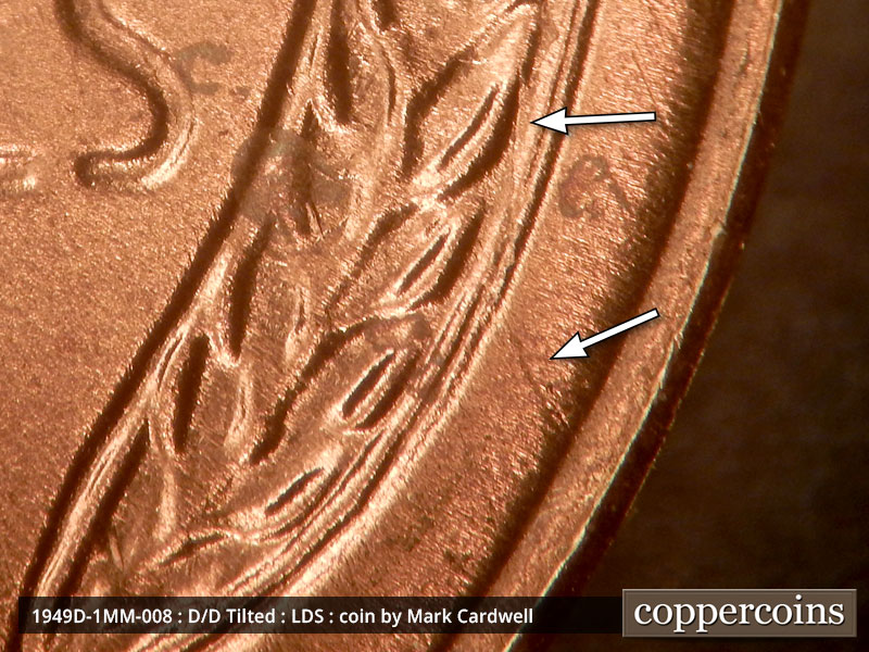 Die-stage C marker on 1949D•1MM•008 (1949 Repunched Mint Mark).