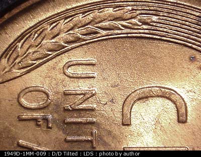 Die-stage C marker on 1949D•1MM•009 (1949 Repunched Mint Mark).