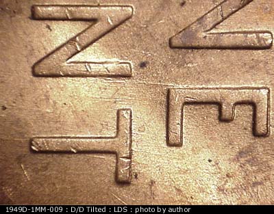 Die-stage C marker on 1949D•1MM•009 (1949 Repunched Mint Mark).