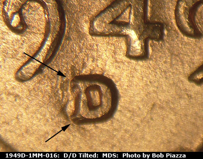 1949 Lincoln cent obverse, CopperCoins die 1949D•1MM•016.