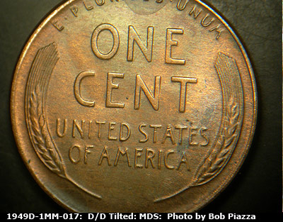 Die-stage B marker on 1949D•1MM•017 (1949 Repunched Mint Mark).