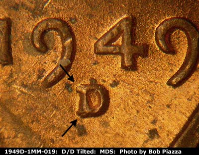 1949 Lincoln cent obverse, CopperCoins die 1949D•1MM•019.