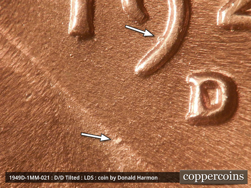 Die-stage C marker on 1949D•1MM•021 (1949 Repunched Mint Mark).
