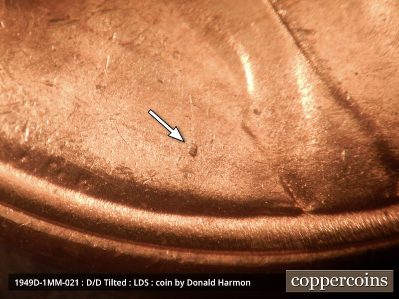 Die-stage C marker on 1949D•1MM•021 (1949 Repunched Mint Mark).