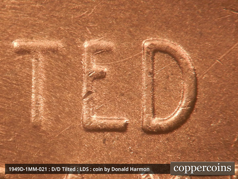 Die-stage C marker on 1949D•1MM•021 (1949 Repunched Mint Mark).