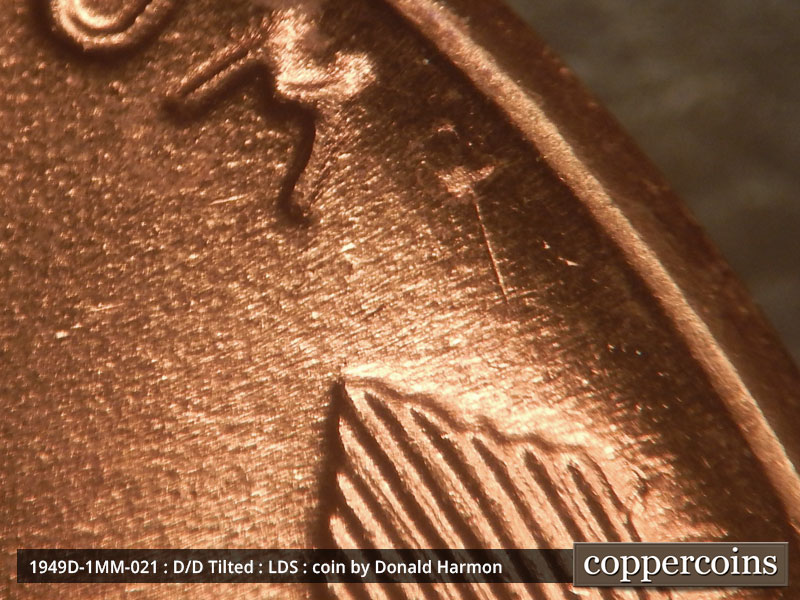 Die-stage C marker on 1949D•1MM•021 (1949 Repunched Mint Mark).