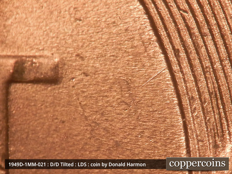Die-stage C marker on 1949D•1MM•021 (1949 Repunched Mint Mark).