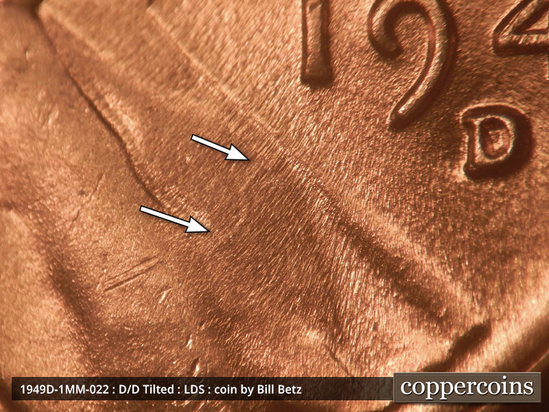 Die-stage C marker on 1949D•1MM•022 (1949 Repunched Mint Mark).