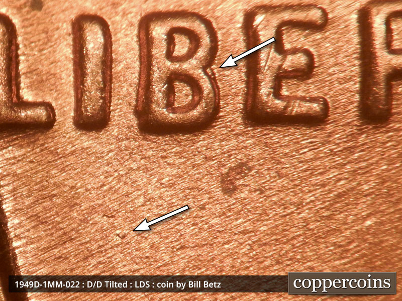 Die-stage C marker on 1949D•1MM•022 (1949 Repunched Mint Mark).