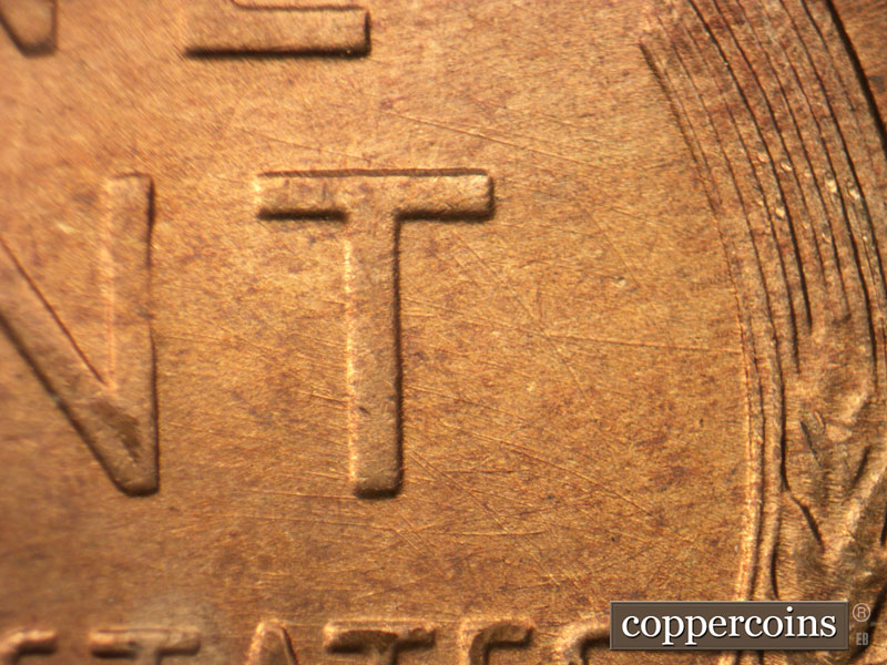 Die-stage B marker on 1949D•1MM•023 (1949 Repunched Mint Mark).