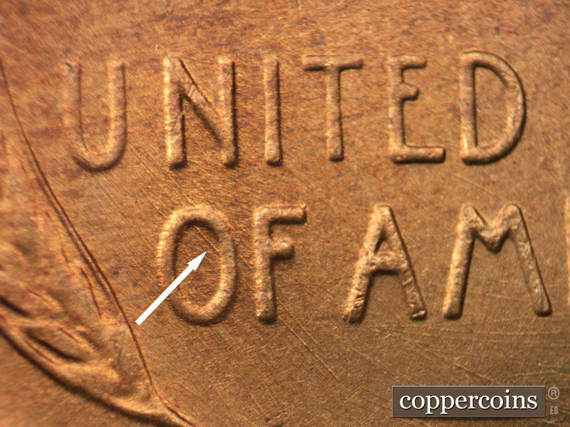 Die-stage B marker on 1949D•1MM•023 (1949 Repunched Mint Mark).