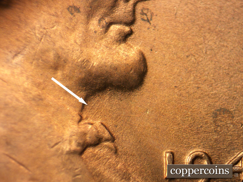 Die-stage C marker on 1949D•1MM•024 (1949 Repunched Mint Mark).