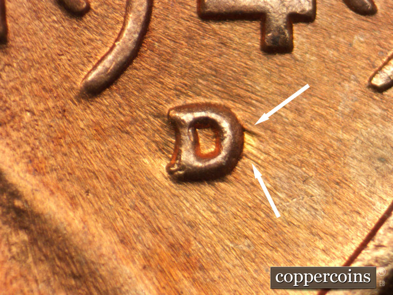 Die-stage C marker on 1949D•1MM•026 (1949 Repunched Mint Mark).