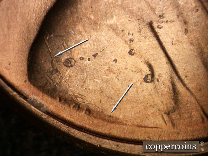 Die-stage B marker on 1949D•1MM•027 (1949 Repunched Mint Mark).