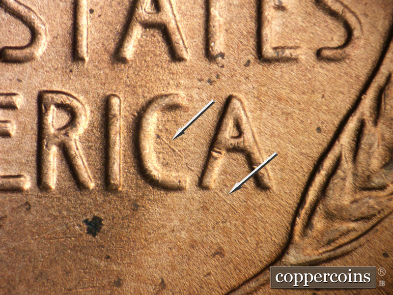 Die-stage B marker on 1949D•1MM•027 (1949 Repunched Mint Mark).